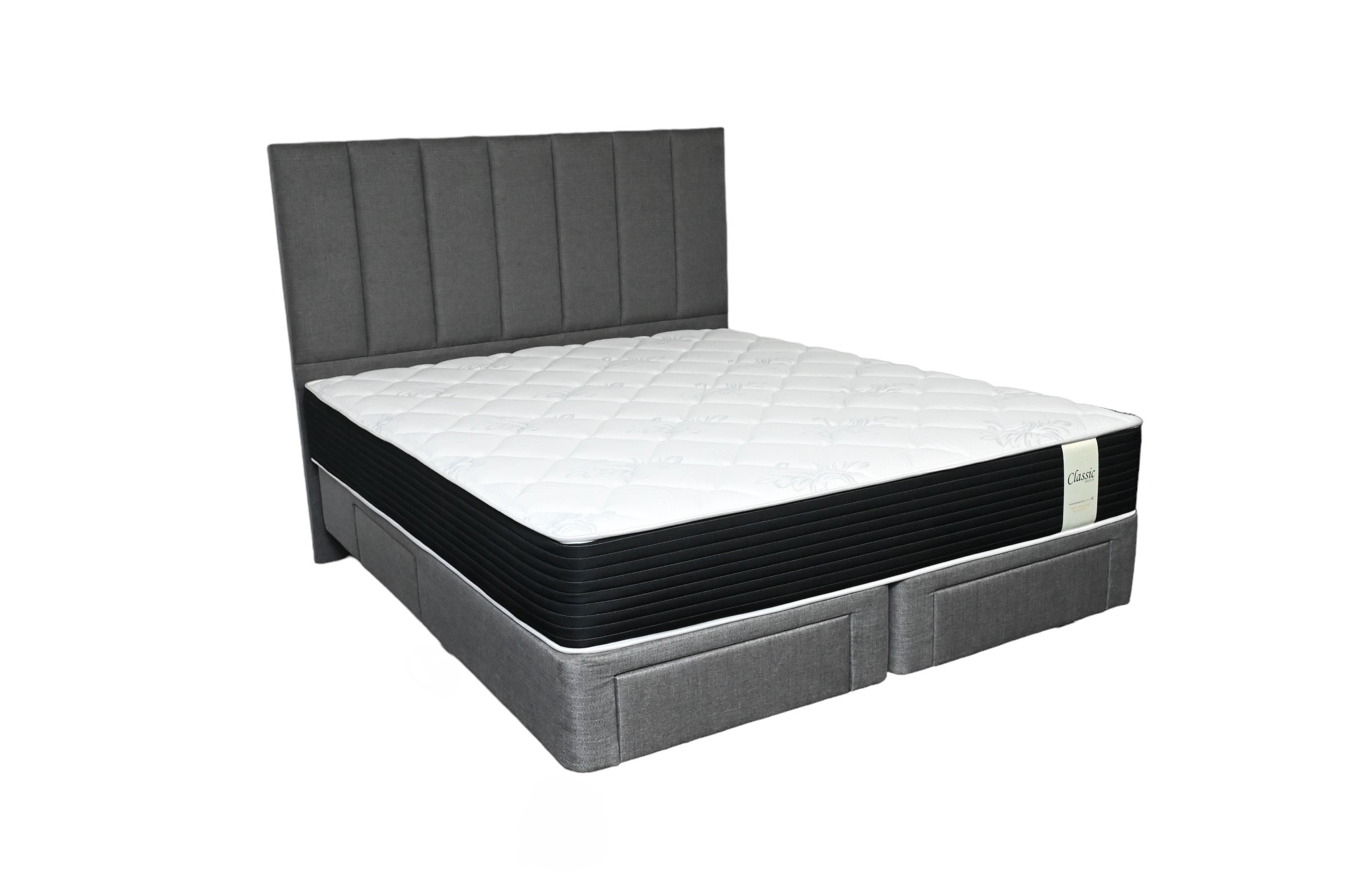 Grey-Double-Bed-with-Classic-Mattress